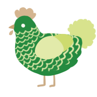 A viridian and lemon chicken with a lace pattern