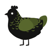 A black and olive chicken with a half-lace pattern
