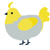 A silver and yellow chicken with a head pattern