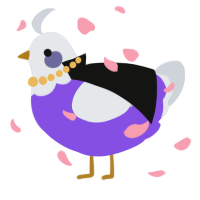 A blurple and mist chicken with a head pattern
