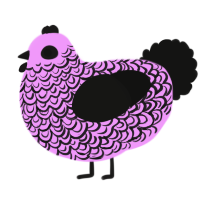 A lavender and black chicken with a double-lace pattern