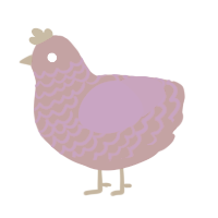 A red and fuchsia chicken with a lace pattern