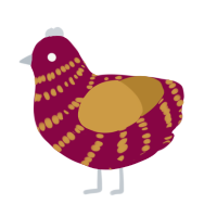 A maroon and gold chicken with a bar pattern