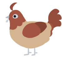 A beige and russet chicken with a head pattern