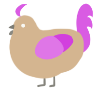 A beige and orchid chicken