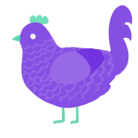 A blurple chicken with a lace pattern