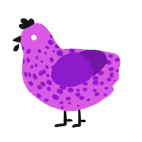 coastal, a orchid and violet chicken with a speckle pattern