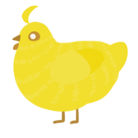 A yellow chicken with a bar pattern