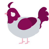 A mist and wine chicken with a head pattern