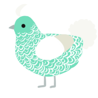 Toothpaste baby, a mint and white chicken with a double-lace pattern