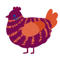 A wine and vermilion chicken with a bar pattern