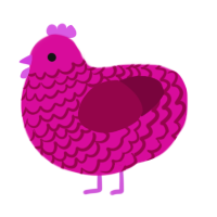 A fuchsia and maroon chicken with a lace pattern