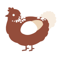 A russet and cream chicken with a neck-speckle pattern
