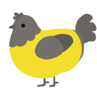 PING, a yellow and grey chicken with a head pattern