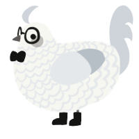 A white and mist chicken with a lace pattern