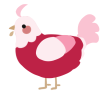 A crimson and rose chicken with a head pattern