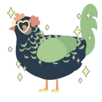 A ultramarine and mint chicken with a half-lace pattern