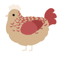 A beige and red chicken with a half-lace pattern