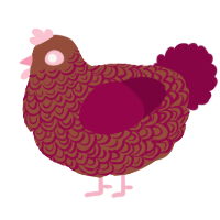 A russet and maroon chicken with a double-lace pattern
