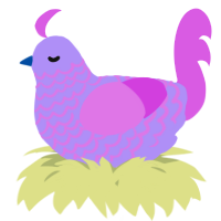A lilac and orchid chicken with a lace pattern