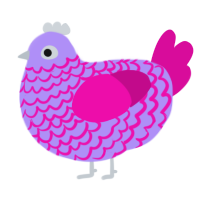 A lilac and fuchsia chicken with a lace pattern
