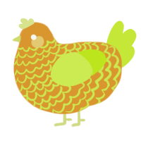 A orange and lime chicken with a lace pattern