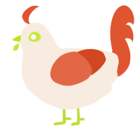 A cream and vermilion chicken