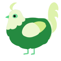 A viridian and apple chicken with a head pattern