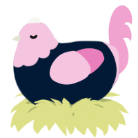 A tumblr and pink chicken with a head pattern
