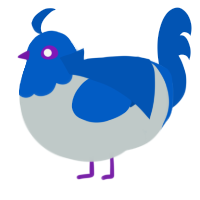 A silver and ultramarine chicken with a head pattern