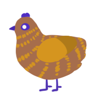 Poo poo king, a brown and ochre chicken with a bar pattern