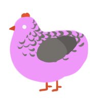 A lavender and grey chicken with a half-lace pattern