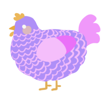 A lilac and lavender chicken with a lace pattern