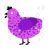 A orchid and violet chicken with a speckle pattern
