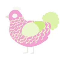 A pink and apple chicken with a lace pattern