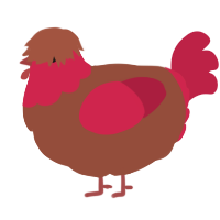 A russet and crimson chicken with a head pattern