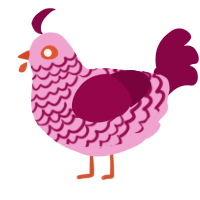 A pink and maroon chicken with a lace pattern
