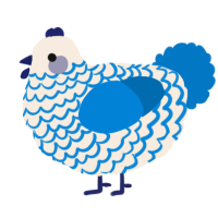 A cream and sapphire chicken with a lace pattern