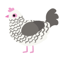 Polar Bear Applique, a white and grey chicken with a lace pattern