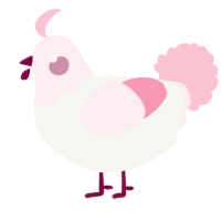 A white and rose chicken with a head pattern