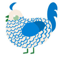 A cream and sapphire chicken with a lace pattern