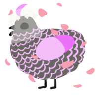 A grey and lavender chicken with a lace pattern