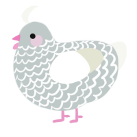 A silver and white chicken with a lace pattern