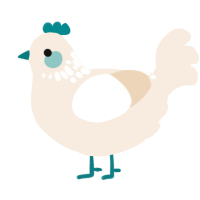 A cream chicken with a neck-speckle pattern