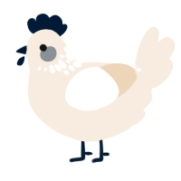 A cream chicken with a neck-speckle pattern