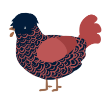 A tumblr and red chicken with a double-lace pattern