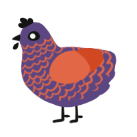 A overcast and vermilion chicken with a lace pattern