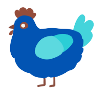 A ultramarine and aqua chicken