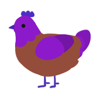 A russet and violet chicken with a head pattern