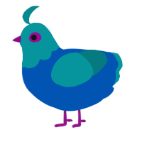 A ultramarine and teal chicken with a head pattern